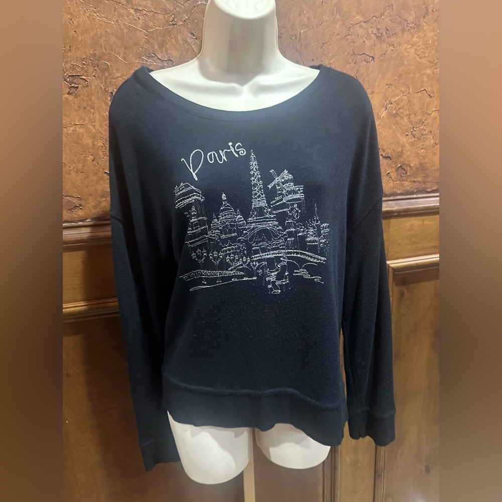 NWOT SIZE XL Jane and Delancey Black Paris Skyline Sweater